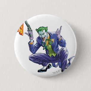 Chapa Redonda De 5 Cm Bromista con arma falsa