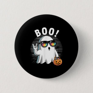Chapa Redonda De 5 Cm Bromista de Fantasma Retro Halloween Calabaza Funn