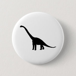 Chapa Redonda De 5 Cm Brontosaurus del dinosaurio blanco y negro
