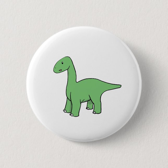 Chapa Redonda De 5 Cm Brontosaurus verde lindo (Anverso)