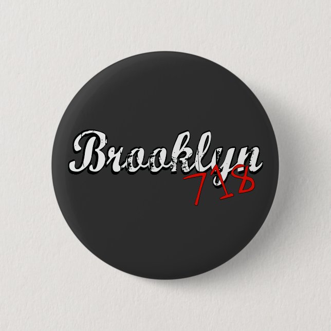 Chapa Redonda De 5 Cm Brooklyn 718 (Anverso)