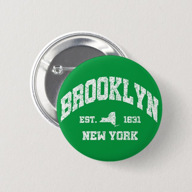 Chapa Redonda De 5 Cm Brooklyn, Nueva York (Anverso y reverso)