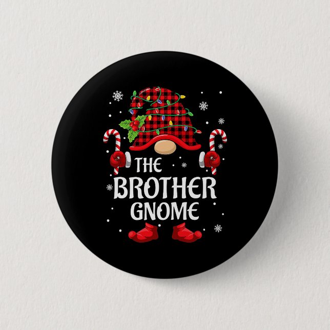 Chapa Redonda De 5 Cm Brother Gnome Matching Christmas Pjs For Family  (Anverso)