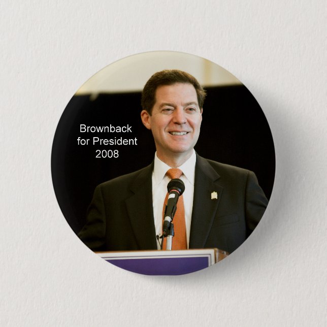 Chapa Redonda De 5 Cm Brownback para presidente Button (Anverso)