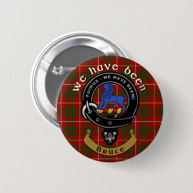 Chapa Redonda De 5 Cm Bruce Clan Badge & Tartan (Anverso y reverso)