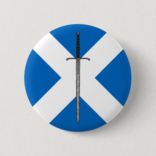 Chapa Redonda De 5 Cm Bruce Sword en Saltire (Anverso)