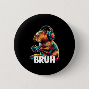 Chapa Redonda De 5 Cm Bruh Capybaras Videojuegos Divertidos Capybara 