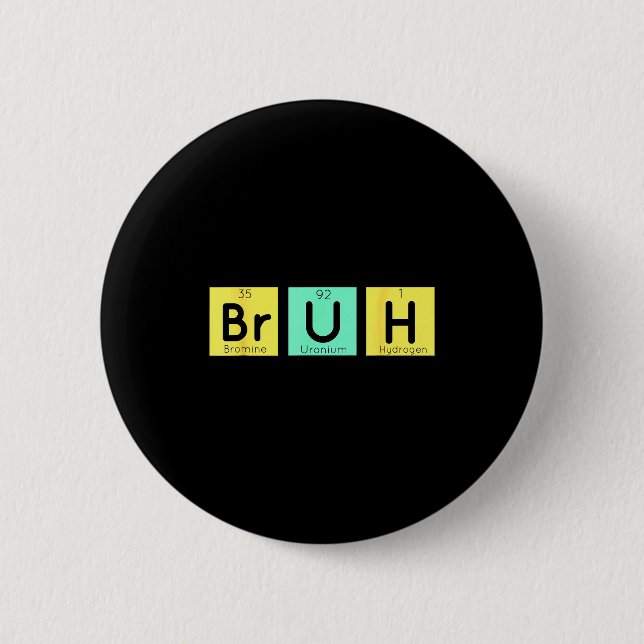 Chapa Redonda De 5 Cm Bruh Funny Chemistry Gift Meme Periodic Table Meme (Anverso)