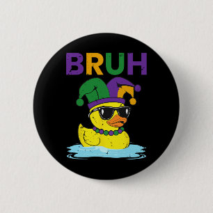 Chapa Redonda De 5 Cm Bruh Funny Duck Mardi Gras Rubber Duck Con Jester