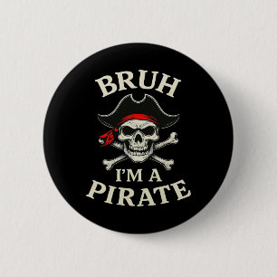 Chapa Redonda De 5 Cm Bruh Pirate Lazy Skull Bandana Costume finge que s