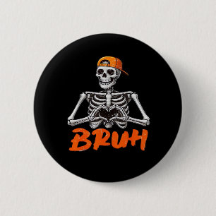 Chapa Redonda De 5 Cm Bruh Skeleton Hand Heart Costumes Halloween Hombre