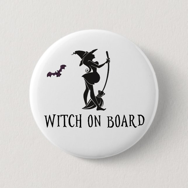 Chapa Redonda De 5 Cm Bruja a bordo Embarazo Fiesta de Bebé Maternidad (Anverso)