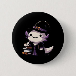 Chapa Redonda De 5 Cm Bruja Axolotl - Halloween lindo