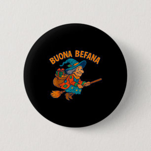 Chapa Redonda De 5 Cm Bruja Buona Befana Niños Niñas Navidad Italiana