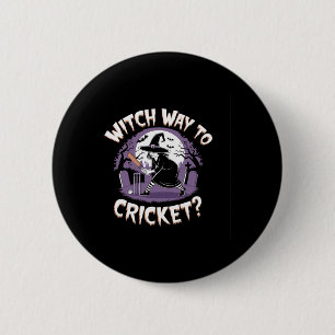 Chapa Redonda De 5 Cm Bruja camino al cricket divertido Halloween deport