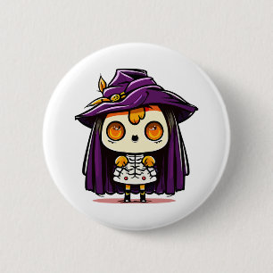 Chapa Redonda De 5 Cm Bruja de Halloween