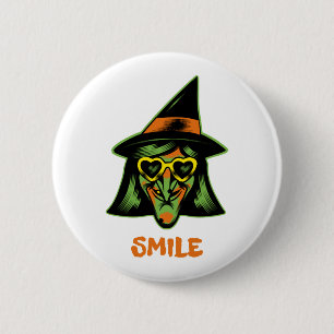 Chapa Redonda De 5 Cm Bruja de Halloween