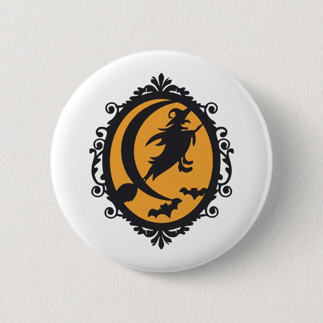 Chapa Redonda De 5 Cm Bruja de Halloween (Anverso)