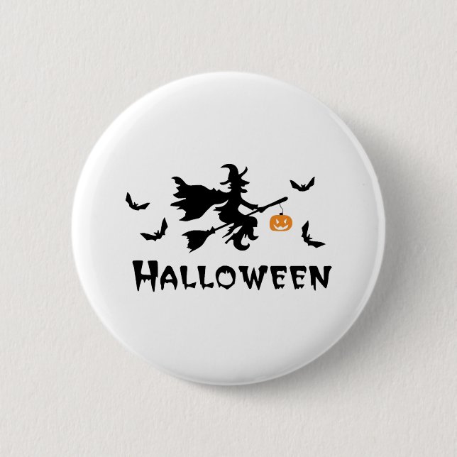 Chapa Redonda De 5 Cm Bruja de Halloween (Anverso)