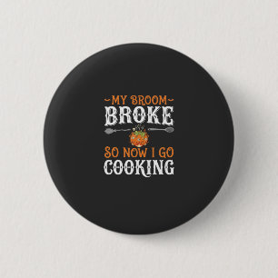Chapa Redonda De 5 Cm Bruja de Halloween Cocina Escoba Rota Diseño_1