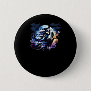 Chapa Redonda De 5 Cm Bruja de Whimsigoth volando sobre mujeres de luna
