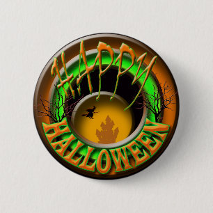 Chapa Redonda De 5 Cm Bruja del feliz Halloween