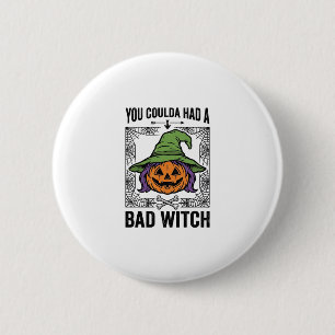 Chapa Redonda De 5 Cm Bruja Mala Halloween Divertido Calabaza Bruja_1