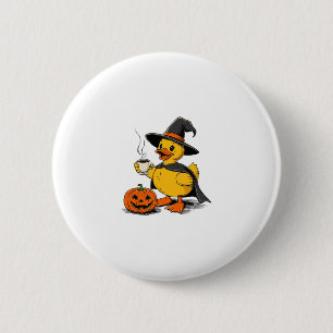 Chapa Redonda De 5 Cm Bruja Pato Crucero Halloween Calabaza Café Sombrer