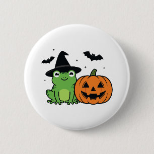 Chapa Redonda De 5 Cm Bruja Rana Halloween Espeluznante Coven de Anfibio