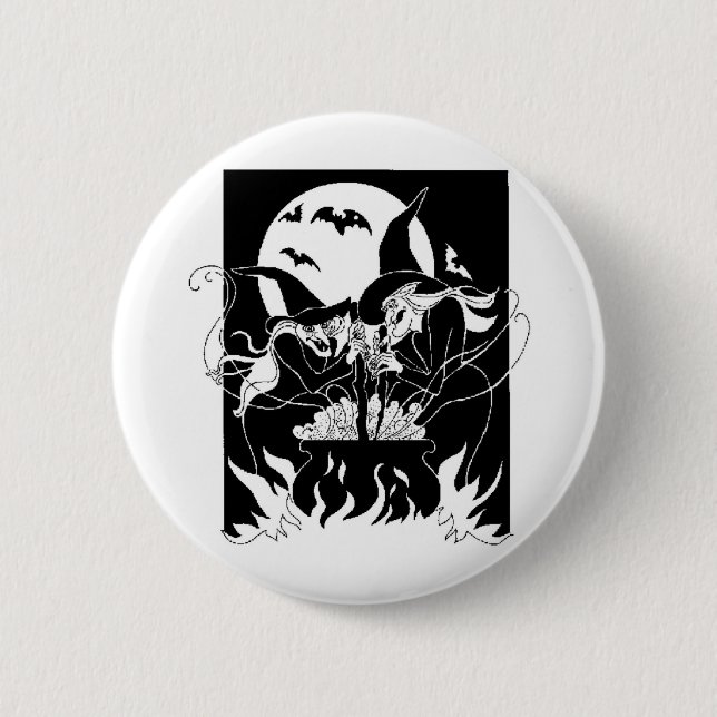 Chapa Redonda De 5 Cm Brujas de Halloween (Anverso)