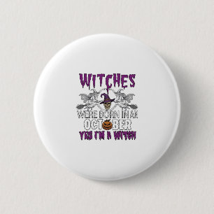 Chapa Redonda De 5 Cm Brujas Octubre Halloween Cráneo Sombrero de Bruja
