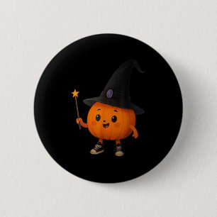 Chapa Redonda De 5 Cm Brujo de Calabaza Adorable