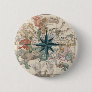 Chapa Redonda De 5 Cm Brújula en un mapa antiguo
