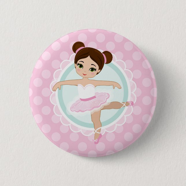 Chapa Redonda De 5 Cm Brunette Ballerina - Chica bailarina de ballet ros (Anverso)
