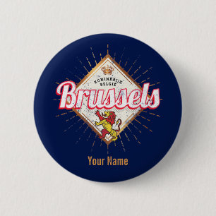 Chapa Redonda De 5 Cm Bruselas Capital Europa Bélgica Retro León Vintage