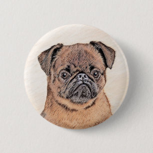 Chapa Redonda De 5 Cm Bruselas Griffon Smooth Painting Original Dog Art