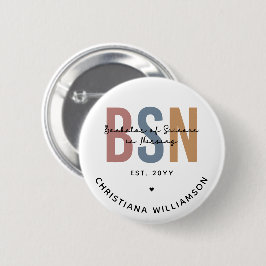 Chapa Redonda De 5 Cm BSN, personalizado, Licenciatura en Ciencia en Enf