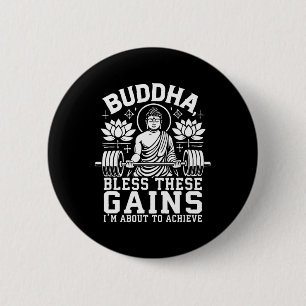 Chapa Redonda De 5 Cm Buda bendice estas ganancias que estoy a punto de