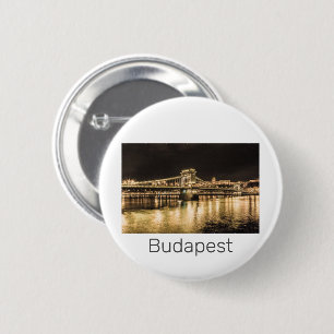Chapa Redonda De 5 Cm Budapest con el Puente de las Cadenas Panorama Vin