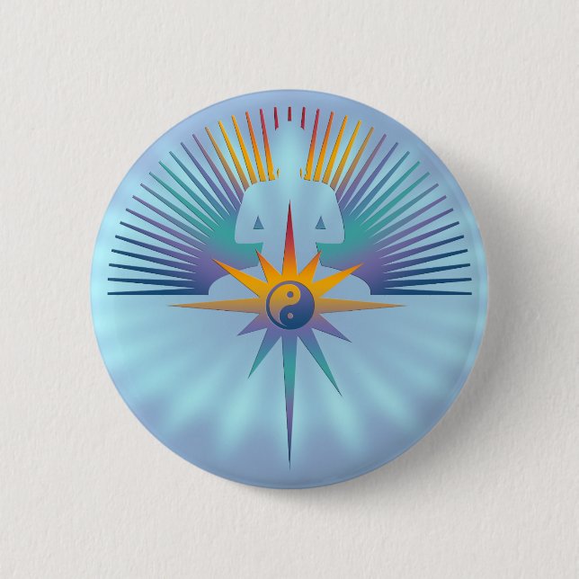 Chapa Redonda De 5 Cm Buddha Star 3D | brillo azul (Anverso)