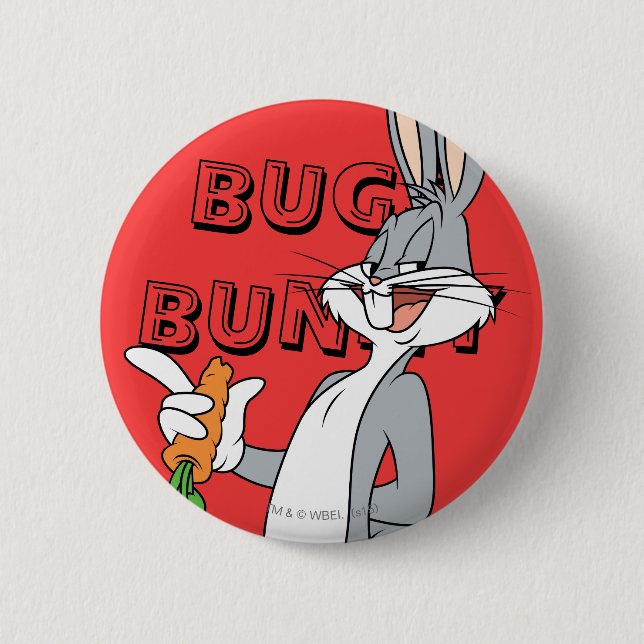 Chapa Redonda De 5 Cm BUGS BUNNY™ Con Zanahoria (Anverso)
