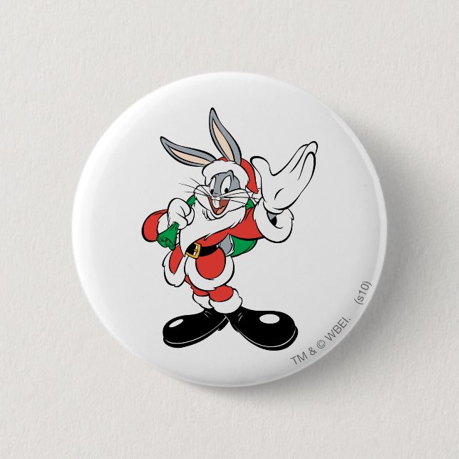 Chapa Redonda De 5 Cm BUGS BUNNY™ Santa saludando (Anverso)
