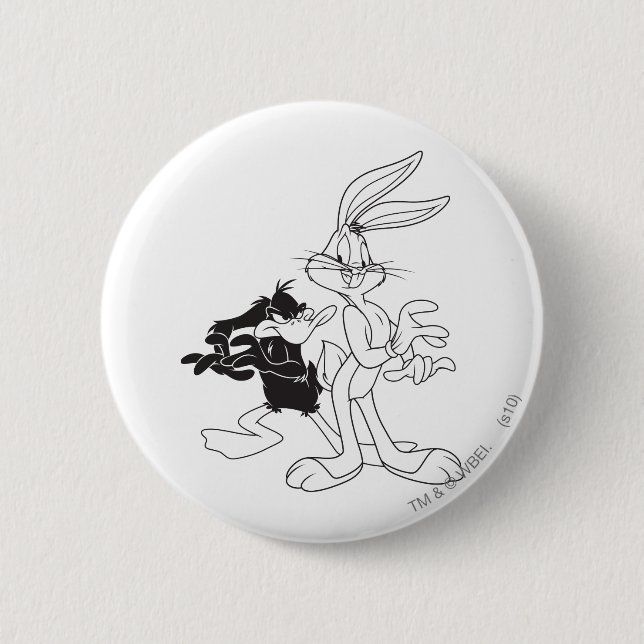 Chapa Redonda De 5 Cm BUGS BUNNY™ y DAFFY DUCK™ (Anverso)
