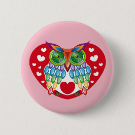 Chapa Redonda De 5 Cm Búho colorido, amor