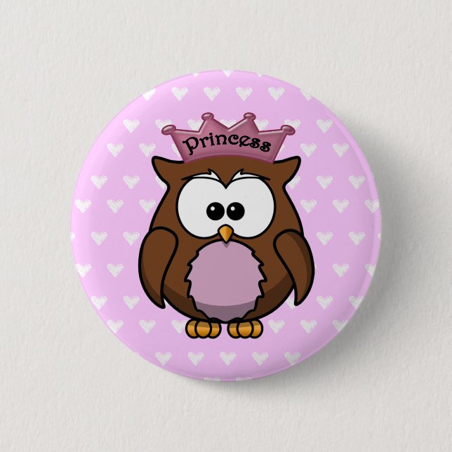 Chapa Redonda De 5 Cm búho de princesa (Anverso)