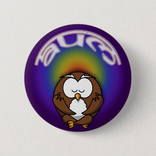 Chapa Redonda De 5 Cm búho de yoga