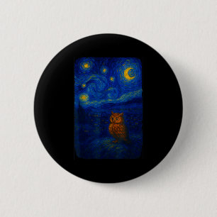 Chapa Redonda De 5 Cm Búho Estrellado Dulce Noche Van Gogh Búho Amantes 