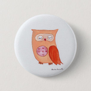 Chapa Redonda De 5 Cm búho naranja