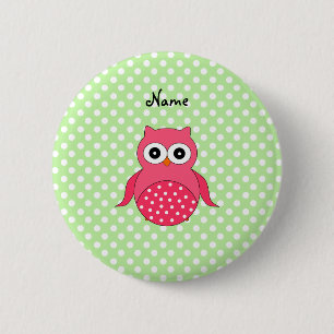 Chapa Redonda De 5 Cm Búho rosado lindo conocido personalizado