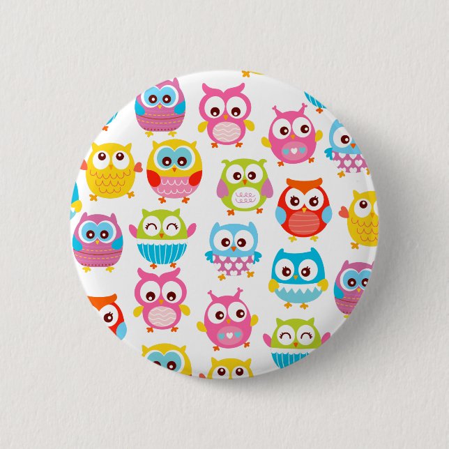 Chapa Redonda De 5 Cm Búhos lindos de Litte (Anverso)